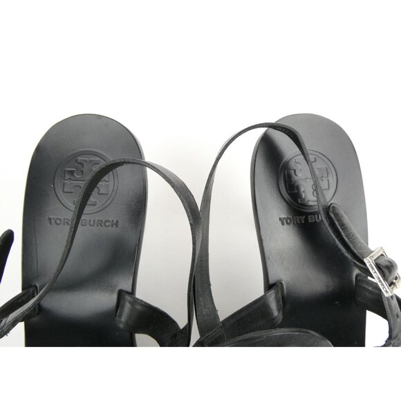 Tory Burch Black Leather Sandals Heels Size 8.5M - Picture 8 of 13